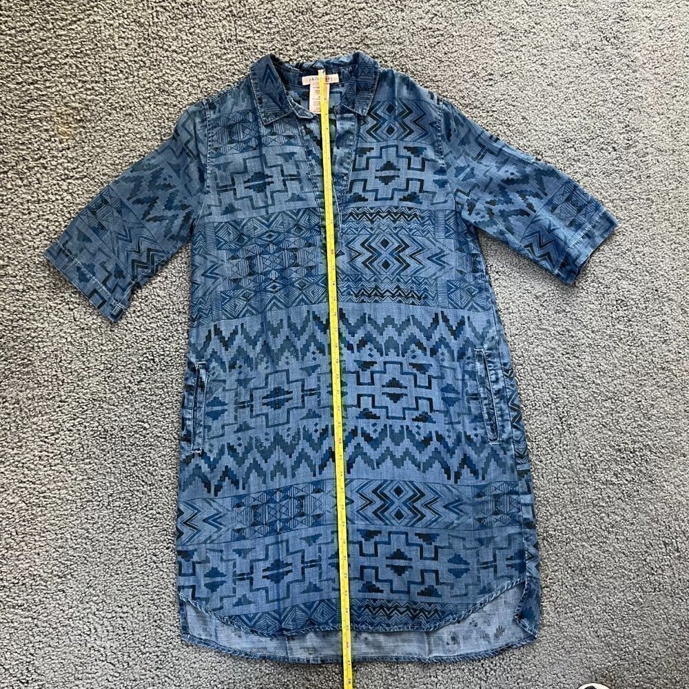 Philosophy Southwestern Aztec Navajo Print Chambray Popover Shirt Dress - Size S - Picture 6 of 14